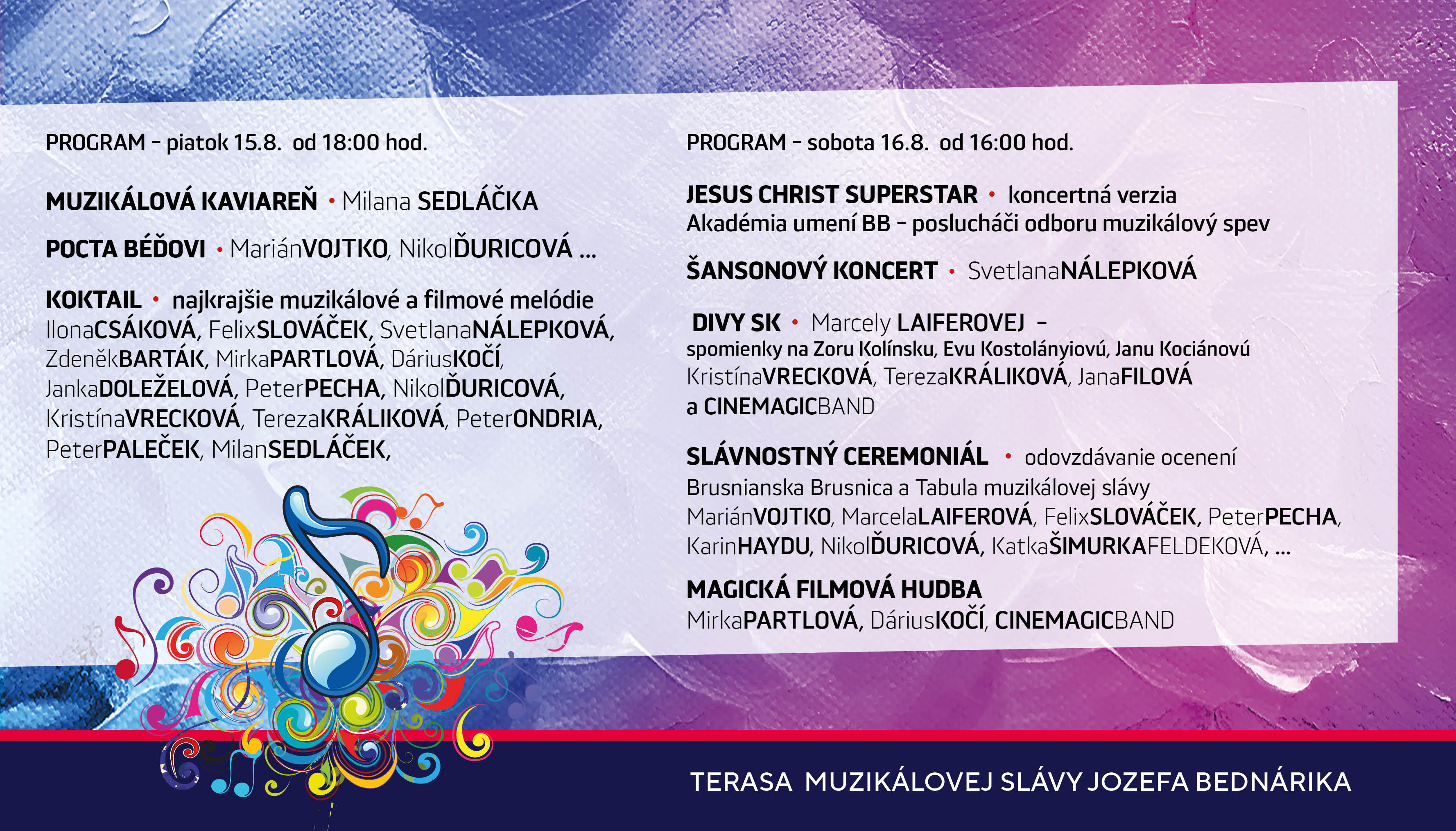 Program Muzikálového festivalu Jozefa Bednárika 2025
