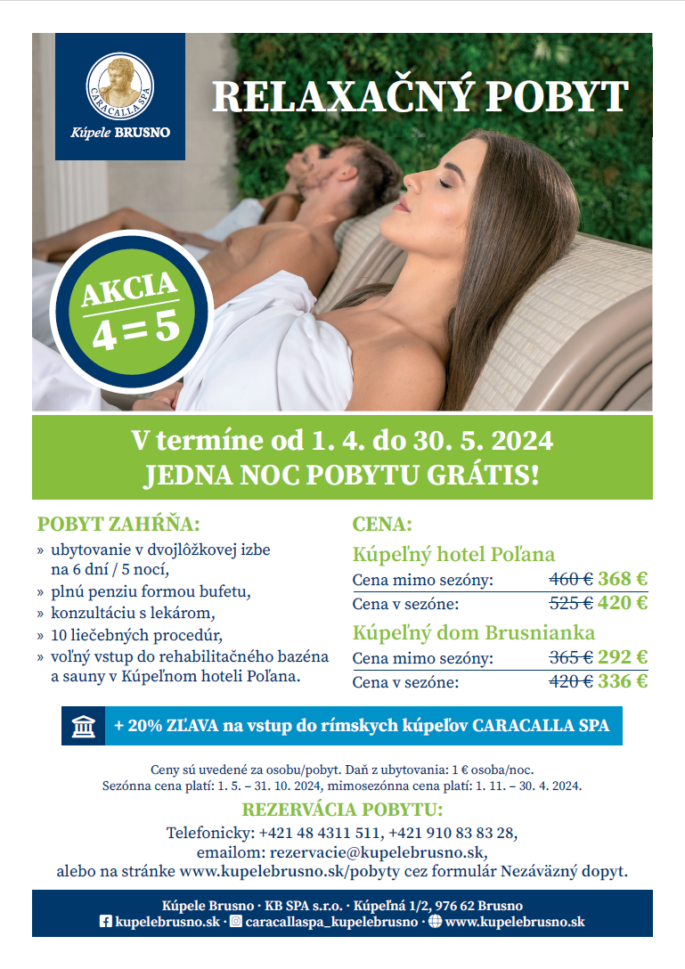 Akcia 4 = 5 - Relaxačný pobyt